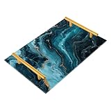 Photo Gallery vassoio decorativo in acrilico blu e oro con texture marmorizzata con manici vassoi per tavolino da caffè per gioielli profumi per bar cucina feste, ambra Photo Gallery vassoio decorativo in acrilico blu e oro con texture marmorizzata con manici vassoi per tavolino da caffè per gioielli profumi per bar cucina feste, ambra