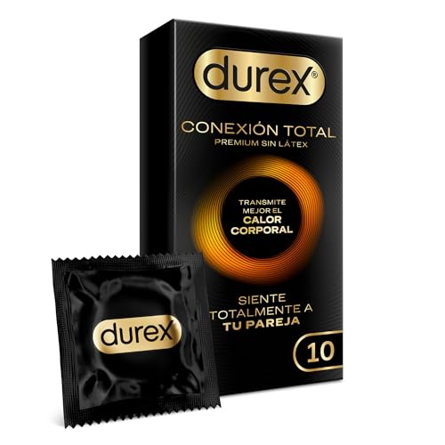 Durex Conexión Total Preservativo Ultra Fino Plus sin Látex con Tecnología Body Feel que Transmite Mejor el Calor Corporal, 10 Condones
