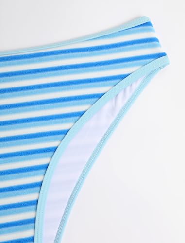 Image of ZAFUL Women Strapless Textured Bandeau Bikini 2 Piece Swimwear Cheeky Solid Lace up Bathing Suits