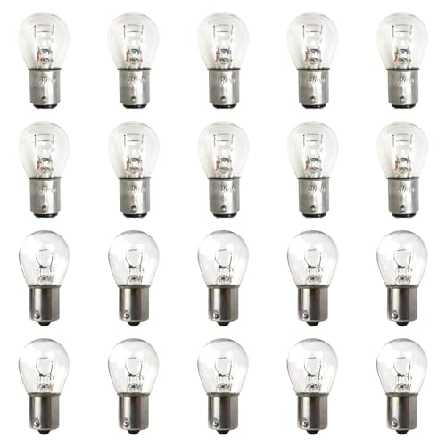JRSHOME New 20Pack 1156 + 1157 12v Bright Light Bulbs Back-up, Reverse, Interior Dome, High Mount Stop, Directional Signal for Car, Truck, Motorcycle, Boat, RV, Trailer