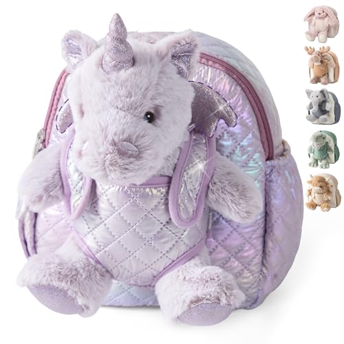 Moonkie Hug & Go Mochila Niña, Bolso Infantile Unicornio con Juguete Desmontable, para Niñas 1 2 3 Años, Mochila Bebe Guarderia de Peluche Suaves, Perfecto para Viajes & Regalos Niños