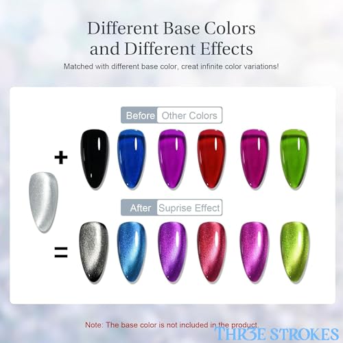 Image of THR3E STROKES 9D Glitter Cat Eye Magnetic Nail Polish Gel Art Manicure DIY at Home Soak Off UV 7.5ML (CE13, 7.5ML)