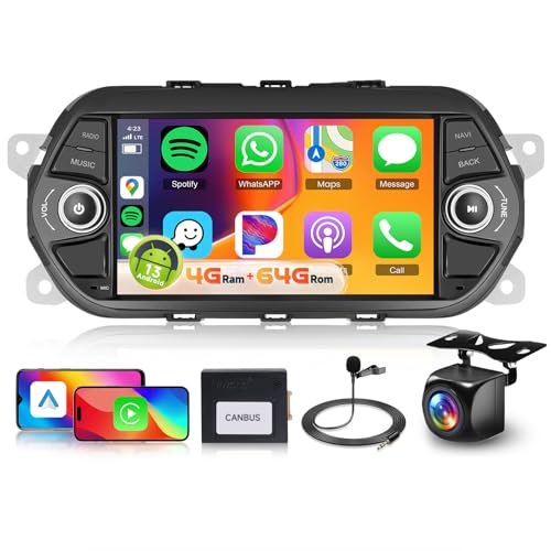 4G+64G for Fiat Tipo Car Radio Egea 2015 2016 2017 with Apple Car Play Wireless Android Auto DSP, Hodozzy 7" 1280P IPS Touchscreen Android Car Stereo Bluetooth 5.0 GPS WiFi FM/RDS SWC Reverse Camera