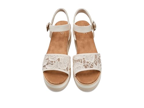Image of TOMS Women's Diana Wedge Heel Sandal, Leather Upper, Rope-Wrapped Midsole, Adjustable Strap, Buckle, OrthoLite Insole