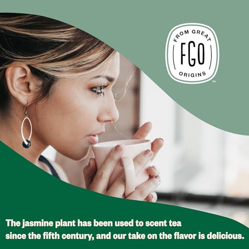 Image of FGO Organic Jasmine Pearl Green Tea, Four Ounce, Loose Leaf, Resealable Bag, Packaging May Vary (Pack of 1)