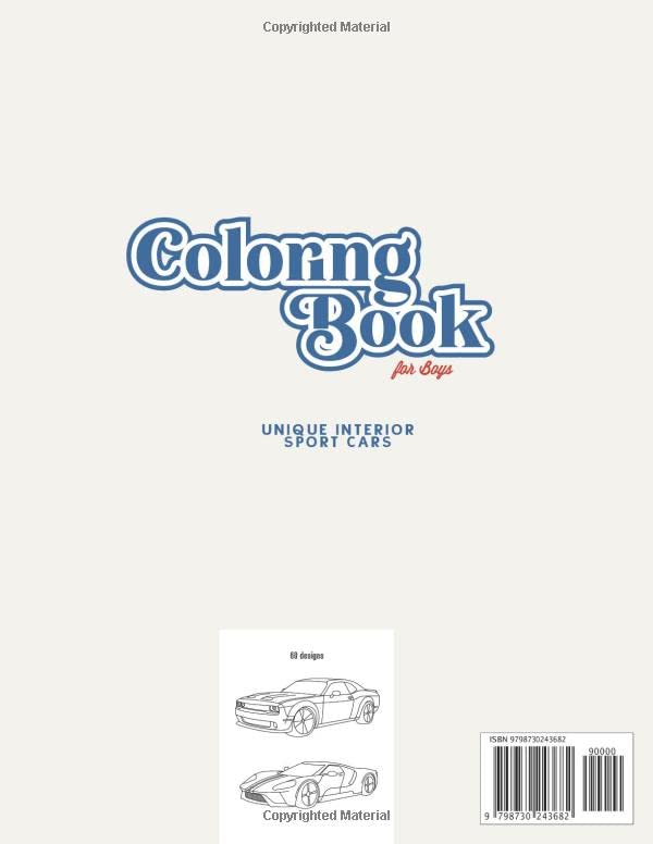 Coloring Book for Kids Ages 7 - 9 Sport Cars: Unique Interior Gift Sets With Outline Hiper Car Vehicles Letter Size Cool Activity Book for Boys image 3