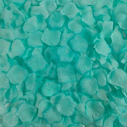 0.9LB Blue Silk Rose Petals,5000 Pcs Blue Rose Petals for Romantic Night for Him,Blue Flower Petals,Faux Rose Petals ,Artificial Fake Silk Rose Flower Petals for Wedding Decorations(tiffany,2.3'')