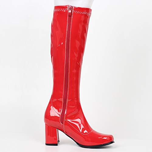 Image of JiaLuoWei GOGO Boots for Women, Knee High Boots, PU Leather Zip Ladies Party Dance Shoes