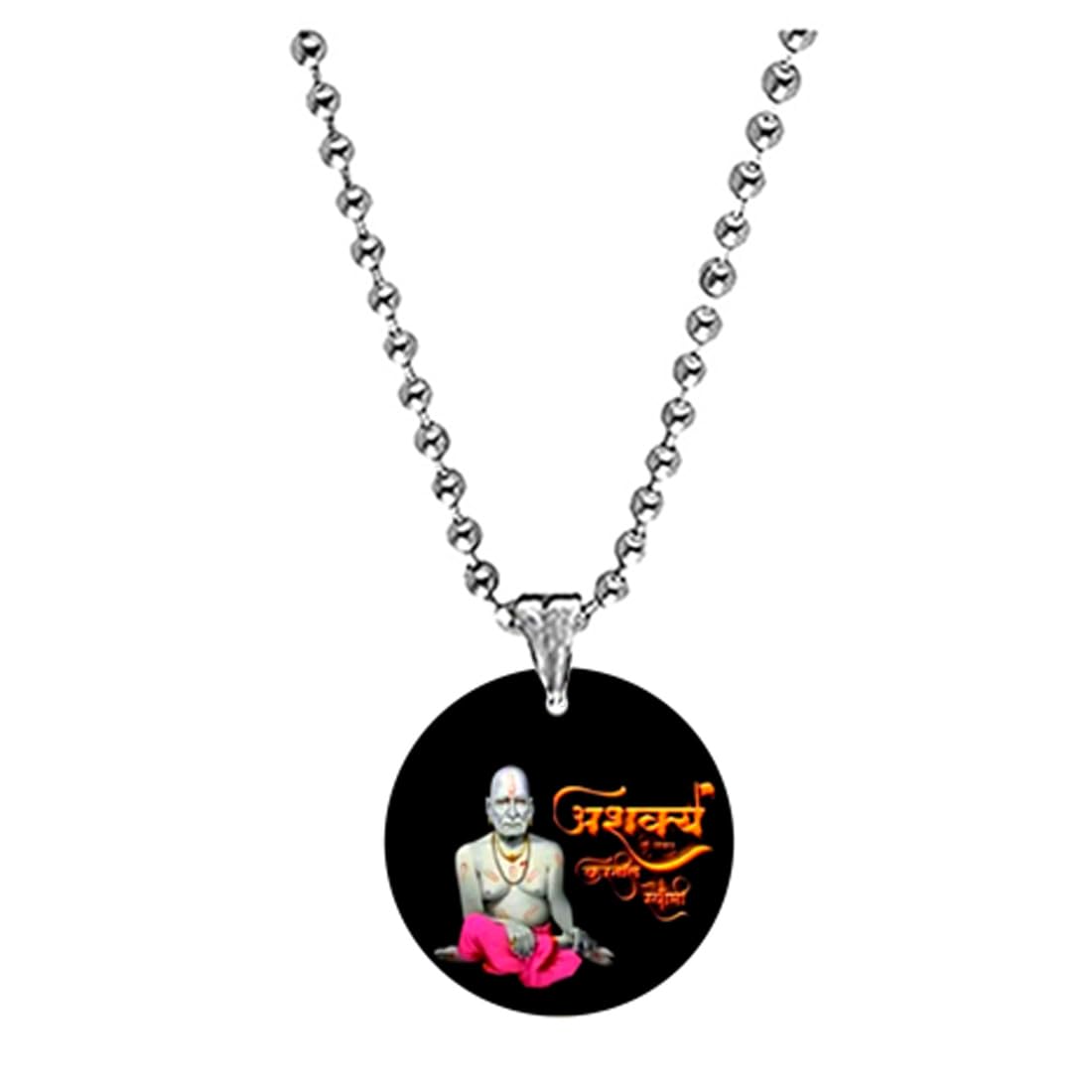 Askyahi Shakya Kartil Swami Acrylic Pendant with Bead Chain for Men and Women, Spiritual Traditional Fashion Accessory, Devotional Gift-image-34