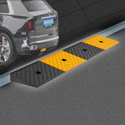 Rampas para entrada de autos 100x15x4 cm negro y amarillo miniatura 2