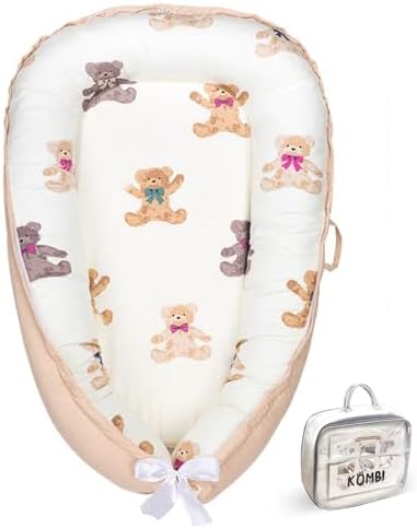 Baby Lounger for Newborn 0–24 Months, Baby Pillow & Baby Nest Lounger, Organic Cotton Breathable Infant Pillow, Portable Baby Nest for Home & Travel (Ivory)