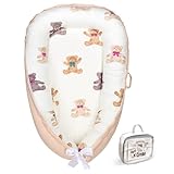 Baby Lounger for Newborn 0–24 Months, Baby Pillow & Baby Nest Lounger, Organic Cotton Breathable Infant Pillow, Portable Baby Nest for Home & Travel (Ivory)