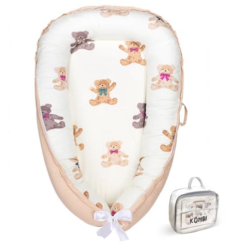 Baby Lounger for Newborn 0–24 Months, Baby Pillow & Baby Nest Lounger, Organic Cotton Breathable Infant Pillow, Portable Baby Nest for Home & Travel (Ivory)