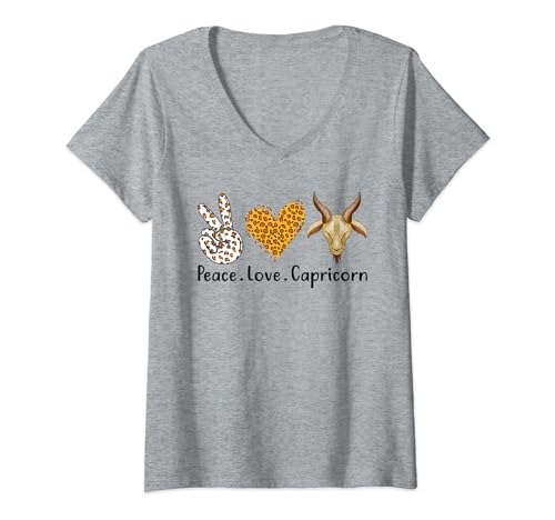 Peace Love Capricorn Zodiac Sign Horoscope V-Neck T-Shirt
