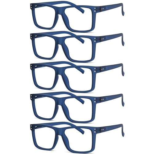 Image of Eyekepper 0.25 Reading Glasses Men, Oversized Readers for Women,5 Pack Blue | Stylish Mens Womens Cheaters,Large Fashion Reader Eyeglasses,All-Day Comfort Spring Hinges,Scratch Resistant for Work /Crafts