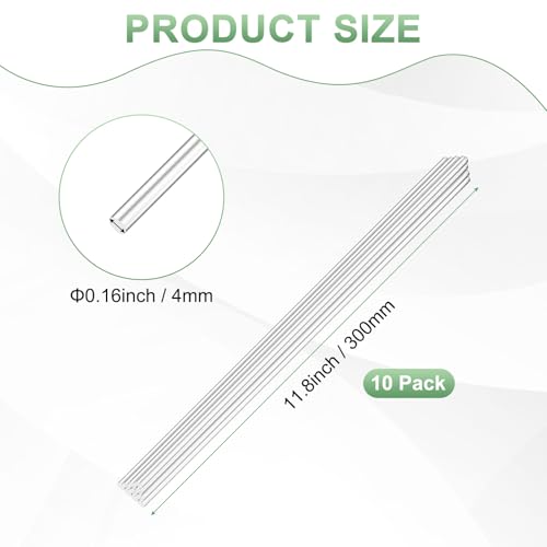 Image of M METERXITY 10-Pack Acrylic Round Rods, 11.8 x 0.16 Inch / 300 x 4 mm Clear Acrylic Dowel Rods Sticks Plastic Sticks Strip for DIY Crafts Lighting Gardening Decorations