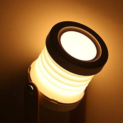 Folding Table Lamp Led Portable Bedside Lamp with Wooden Handle, 3 Dimmable Brightness and USB Charging Night Light for Reading, Camping,Bedroom