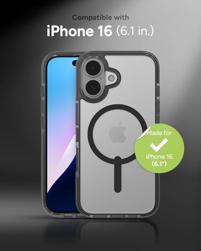 Image of ZAGG Santa Cruz Snap iPhone 16 Case - MagSafe Compatible, 13ft Military-Grade Drop Protection, Graphene Reinforced, Anti-Scratch, Slim & Lightweight, 70% Recycled Content, Clear with Black Accents