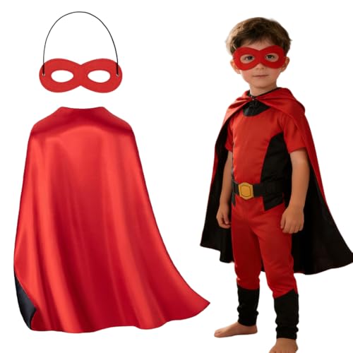 EAVUYIS Camadas super-heróis crianças máscaras, disfarce de dupla face, camadas e máscaras unissexo de super-heróis, para disfarce de festa de Natal, Halloween, Cosplay, presentes de aniversário