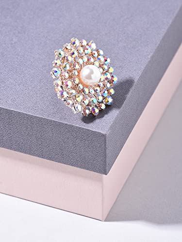 Austrian Diamond & Pearl Adjustable Finger Ring