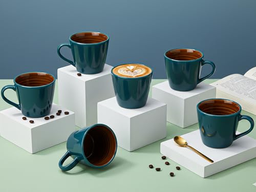 Image of Bodhi House Handcrafted Ceramic Tea Cup Set of 6 Pieces (175 Ml), Stoneware Coffee Mug, Microwave Safe Small Tea Cup, Glossy Finish, Ideal for Daily use, Casual Gatherings and Gifting, Cyan