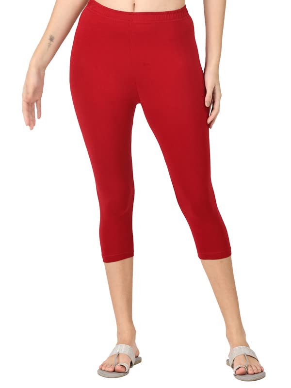 Image of Robinbosky Premium Stretchable Cotton Capri Legging for Women | Suitable for Formal wear & Casual wear | High-End Elastic Makes. The Leggings Squat Proof and Durable for Travel, Yoga, & Workout.