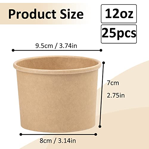 BUOKKON 25 Pack Ice Cream Containers, Soup Containers with Lids, Disposable Cups with Lids - Image 2