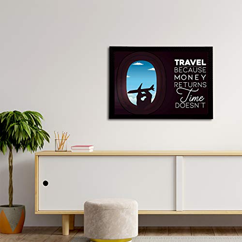 Image of eCraftIndia Travel Because Time Doesn't Motivational Quote Satin Matt Texture UV Art Painting