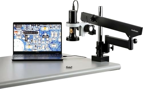 Image of AmScope - 1080p HDMI All-in-One Digital Microscope with Zoom Optics on Articulating Arm with Pillar - DM756H2D-APC