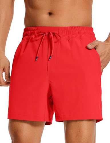 CRZ YOGA Men's Linerless Workout Shorts 5'' - Lightweight Quick Dry for Running Sports Athletic Gym with Pockets