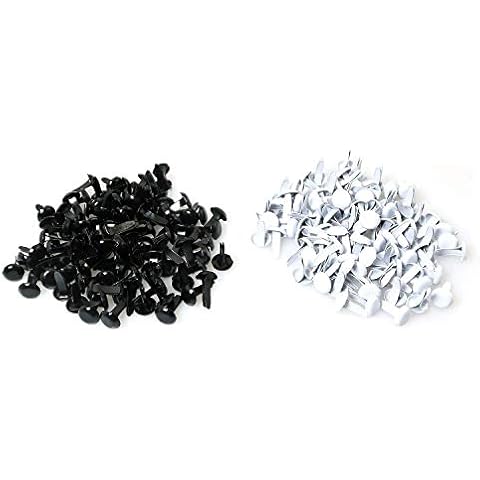 RLECS 200pcs Mixed Color Mini Brads Scrapbooking Card Making Craft DIY Round Mini Iron Brads for Albums Greeting Cards 0.3x0.47in (100pcs Black + 100pcs White) Cover