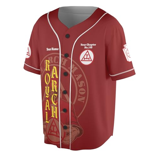 Custom Chapter Name Holy Royal Arch Mansonry PHA York Rite Freemason 3D Baseball Jersey S-5XL miniatura 2