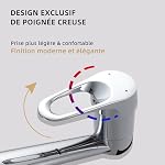 Robinet Cuisine, Robinet de cuisine mitigeur à rotation 360° levier unique, avec cartouche en céramique & tuyau de 60cm, Messing Chrom Anti-Corrosion pour évier de cuisine, Chromée