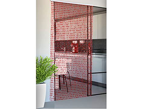 BIANCHERIAWEB Cortina antimoscas antihumor, Cadena de Cuentas de caída Panel Puerta Ventana casa Rojo 100 x 200 cm