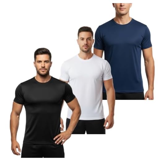 Kit 3 Camisetas Masculinas Dry Fit Manga Curta Treino Corrida Academia — Roupas Fitness Masculinas Leves e Tecnológicas (BR, Alfa, M, Slim, Preto,Marinho)