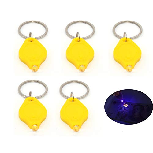 2/5 Pack Mini LED Flashlight UV Money Checker Keychain Key Ring Light Torch LED Money Detector Light, 7 Colors