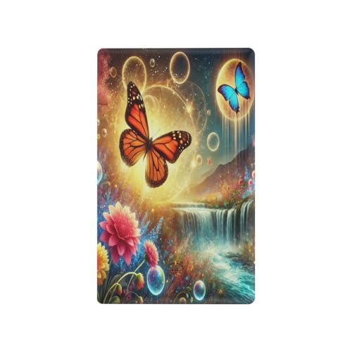 Orange Butterfly Waterfall Light Switch Cover Decorative Receptacle Outlet Wall Plate Guard Plastic Outlet Covers for Home Decor Room Office Bathroom (Unused Outlet Cover)