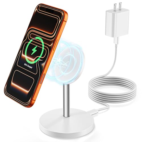 Image of Magnetic Wireless Charger Stand, 25W Fast Mag Safe Charger iPhone Stand, 6FT Magnet Wireless Charging Station Pad with 35W Adapter for iPhone 17 Air 17 Pro 17 Pro Max 16 15 14 13 12, AirPods Pro 2 /3 /4