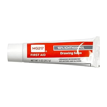 MG217 10% Ichthammol Drawing Salve, Remove splinters, slivers, stingers, Thorns and Treat Minor Skin irritations - Made in The USA - 1 oz Tube MG217 10% Ichthammol Drawing Salve, Remove splinters, slivers, stingers, Thorns and Treat Minor Skin irritations - Made in The USA - 1 oz Tube