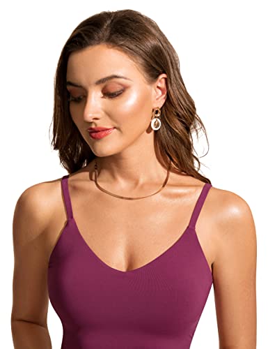 Image of CRZ YOGA V Shaped Longline Bikini Tops | Built-in Pads, A-D Cup, Cropped, Adjustable Spaghetti Straps, Swim, Bathing Suit for Women