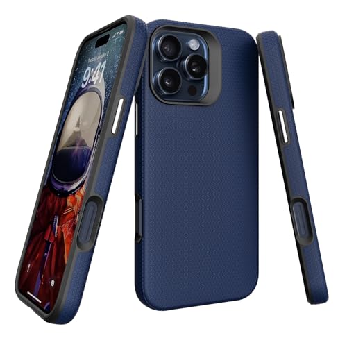 Image of NOXO Ultra-Hybrid Triangle Back Case Cover for iPhone 16 Pro Max, | Shockproof Design | Camera Protection | Soft TPU & Rugged PC | Bumper Case Cover for iPhone 16 Pro Max, (Prussian Blue)