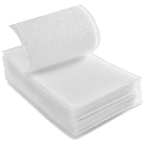 Image of ECOHomes (4x6 Inch, 8 Sets) Strips with Adhesive for Fabric, White | No Sew, Stick On for Fabric, Sticky Back for Clothes, Curtains, Heavy Duty, Double Sided Hook and Loop Hem Tape Fasteners
