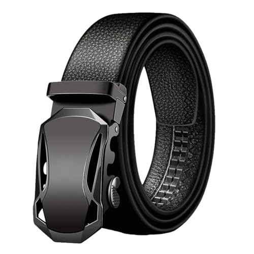 misppro Men's Automatic Ratchet Belt with Faux Leather Strap and Scratch Resistant Buckle for Business Casual Wear- Style B