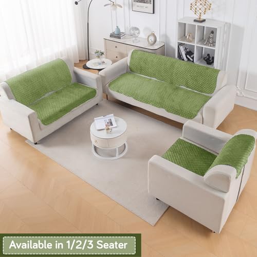 Image of HOKIPO Quilted Sofa Cover 2 Seater for Seat & Back, Washable Kids & Pet Friendly Sofa Cover, 'Quilt Classic' Green (IN-926-GRN*2)