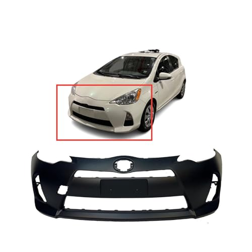 Image of FitParts Compatible with Toyota Prius C 2012-2014 Front Bumper Cover | Primed, With Fog Light Holes, Without Parking Sensor Holes, Hatchback, Ready to Paint, OEM 5211952980, TO1000392