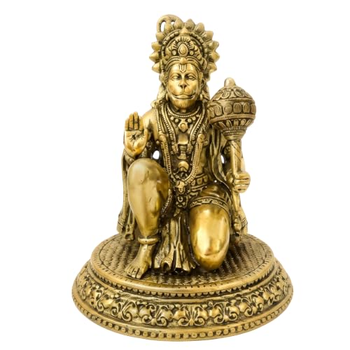 Image of Brass Hanuman Ji Idol, Vastu Remedy for Strength (4 Inch, 210 g)