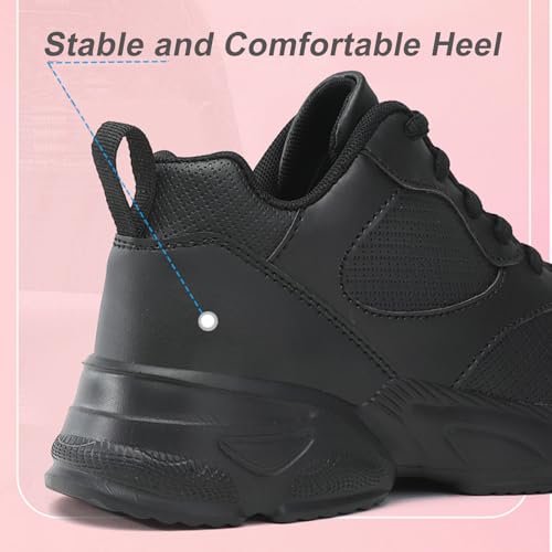 Non Slip Work Shoes for Women, Black Non Slip Sneakers for Women, Comfortable Lightweight Walking Shoes4