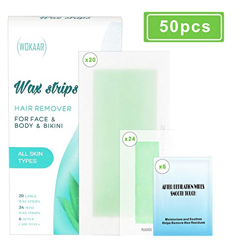 Wax Strips for Full Body Face Underarm Bikini Sensitive Skin,Aloe Vera Scent by wokaar_