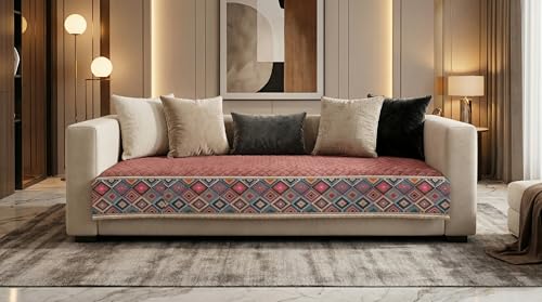 Image of Velvet L Shape 2+2 (4 Seater) Sofa Cover Fully Covered | Anti Skid Non Slip | Plain Onion Pink | Washable Furniture Protector