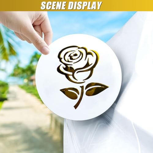 Image of 3D Rose Car Sticker Decal, Waterproof PVC Auto Bumper Stickers, 3.9'' x 3.1'' Cute Flower Car Window Decals, Vehicle Exterior Decoration Accessories for Wall, Mirror, Laptop (Gold)
